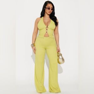 Fashion Nova Green Wide Leg Jumpsuit